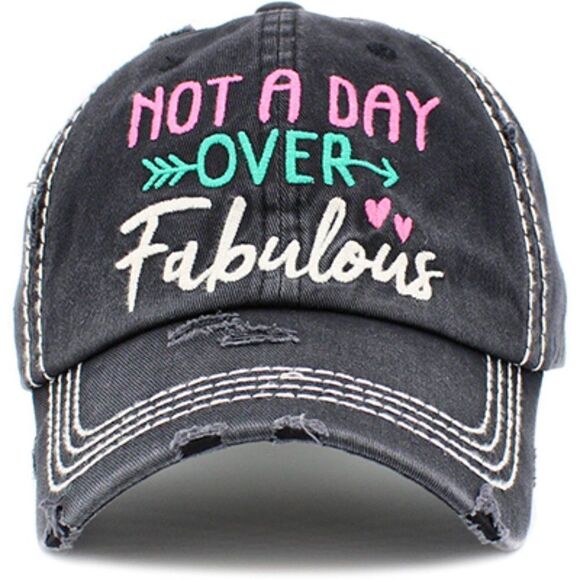 2/$30 Black Not a Day Over Fabulous Baseball Hat - Picture 2 of 9